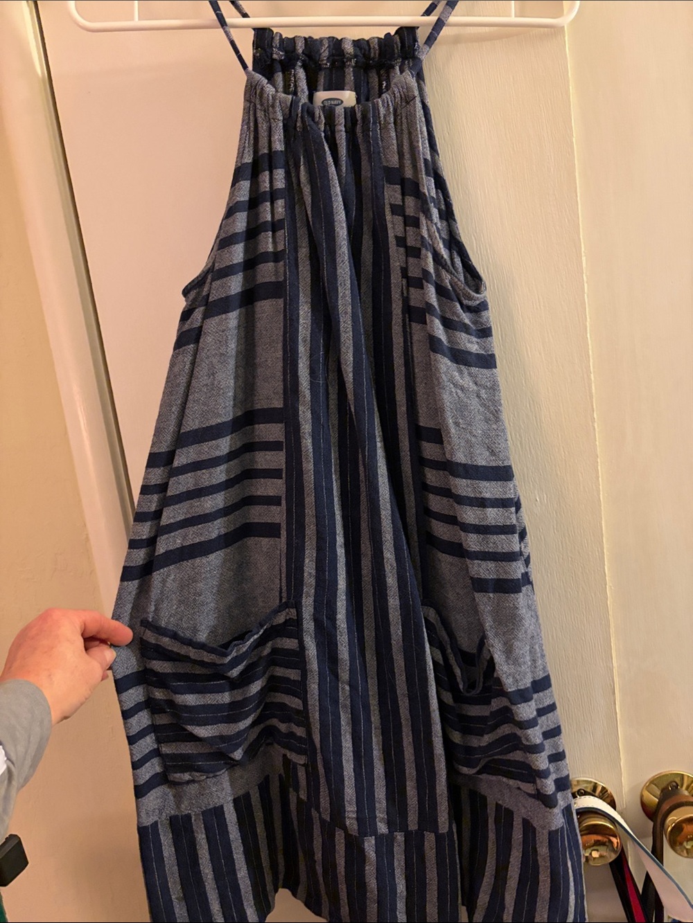 Old Navy Blue Striped A-Line Midi Skirt